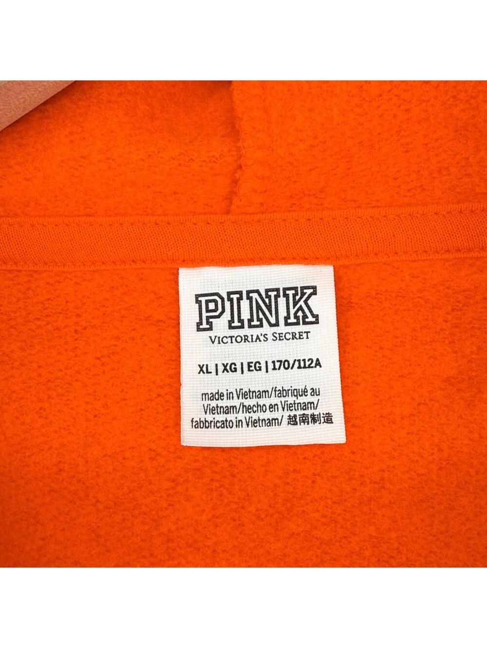 Victoria’s Secret PINK Full‎ Zip Hoodie Bright Orange Lounge Womens XL NWOT - Picture 3 of 5